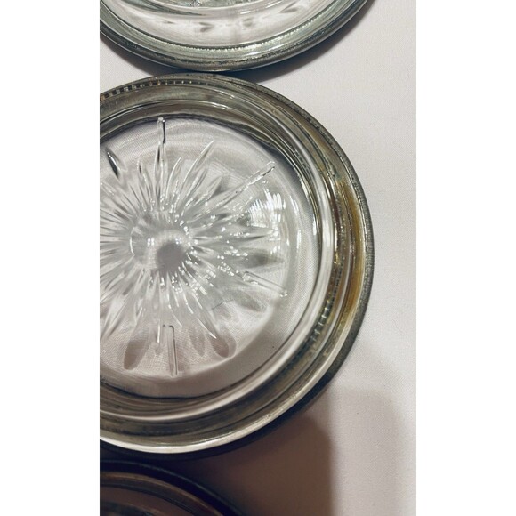 Vintage Leonard Italy Silverplate & Glass Coasters Set of 8 Starburst Design - Picture 9 of 12